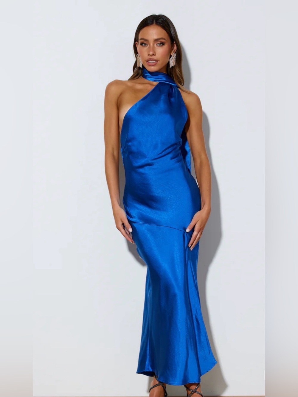 Hello Molly Cobalt Blue Scarf Satin Maxi